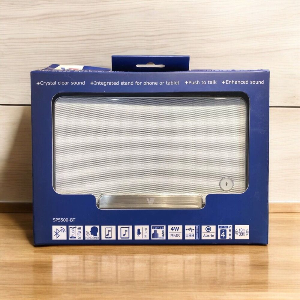V7 Portable Bluetooth Wireless Speaker & Stand SP5500-BT-WHT-9NC *NOB*